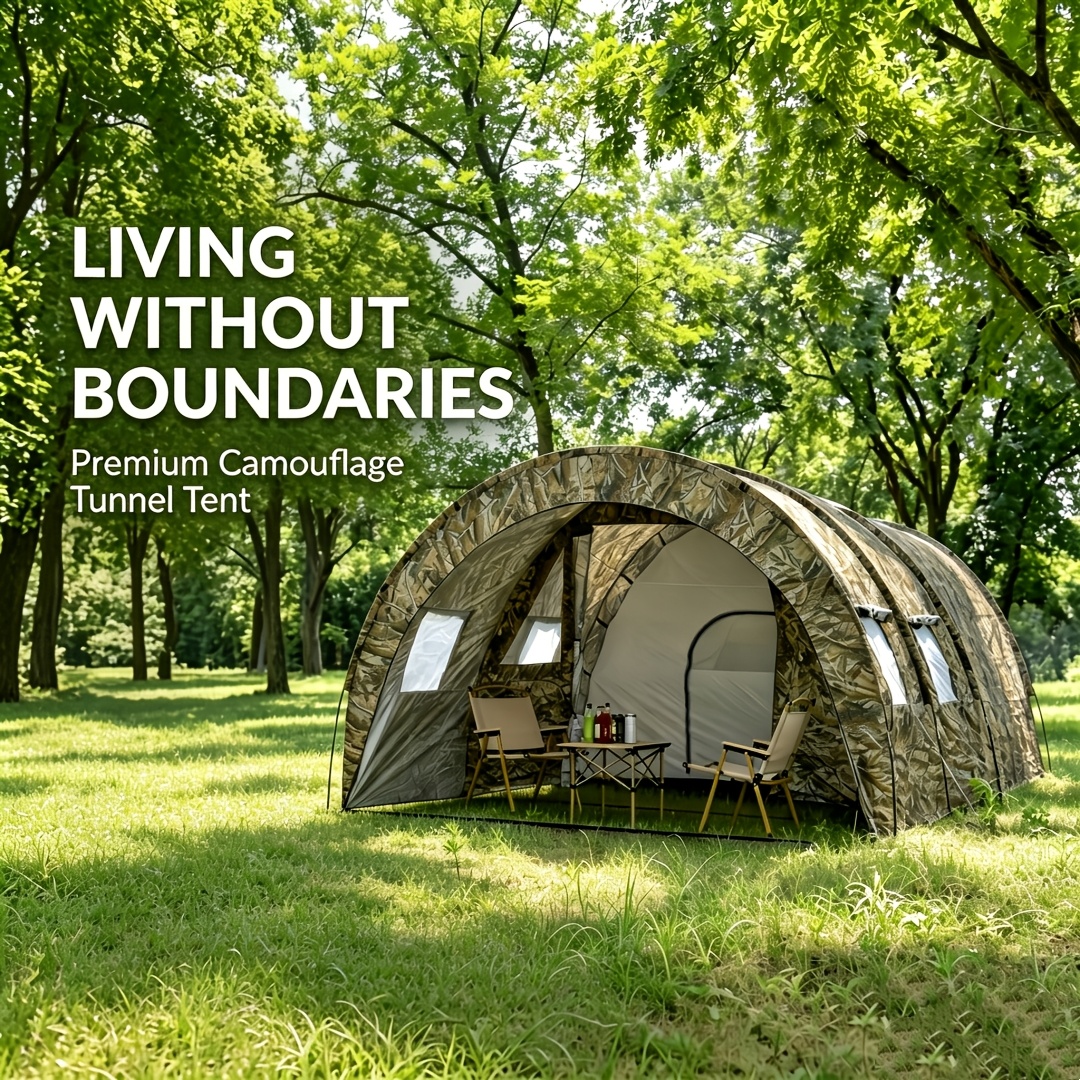 ZZD2379 Large Camping Tent with Tree Trunk & Maple Leaf Print, Family & Command Tent - Image 3