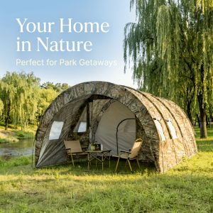 ZZD2379 Large Camping Tent with Tree Trunk & Maple Leaf Print, Family & Command Tent