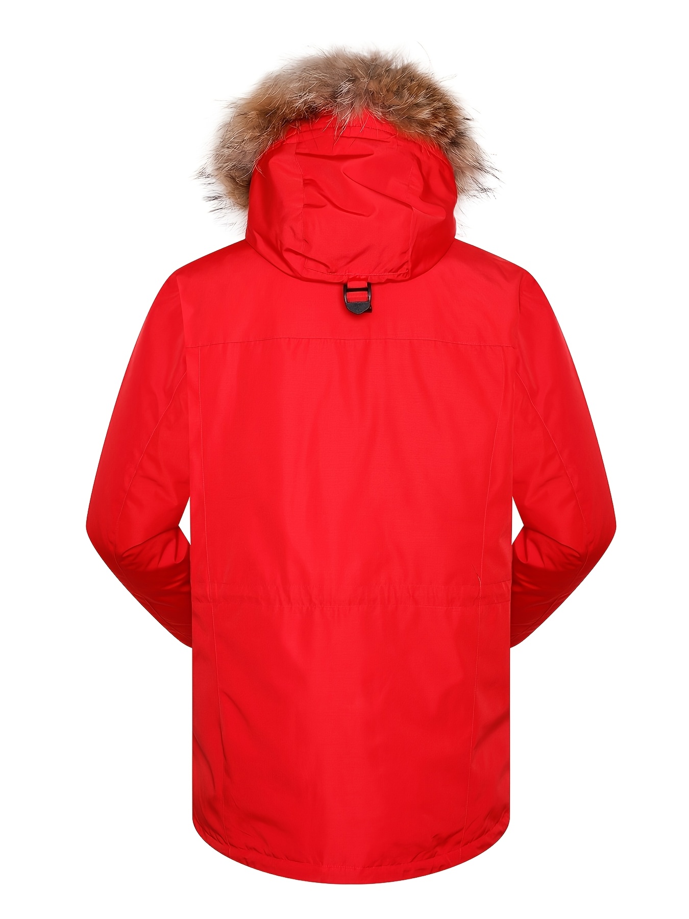 ZZD2395 Men Color Block Mid-Length Hooded Down Jacket, Non-Stretch Fabric Outdoor Hiking Coat - Image 3