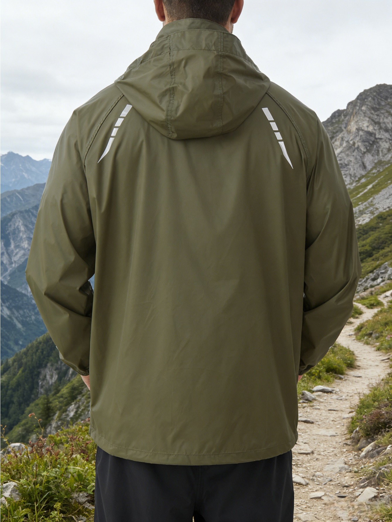 ZZD2406 Men Lightweight Packable Hooded Rain Jacket, Outdoor Coat for Hiking Cycling Travel - Image 4