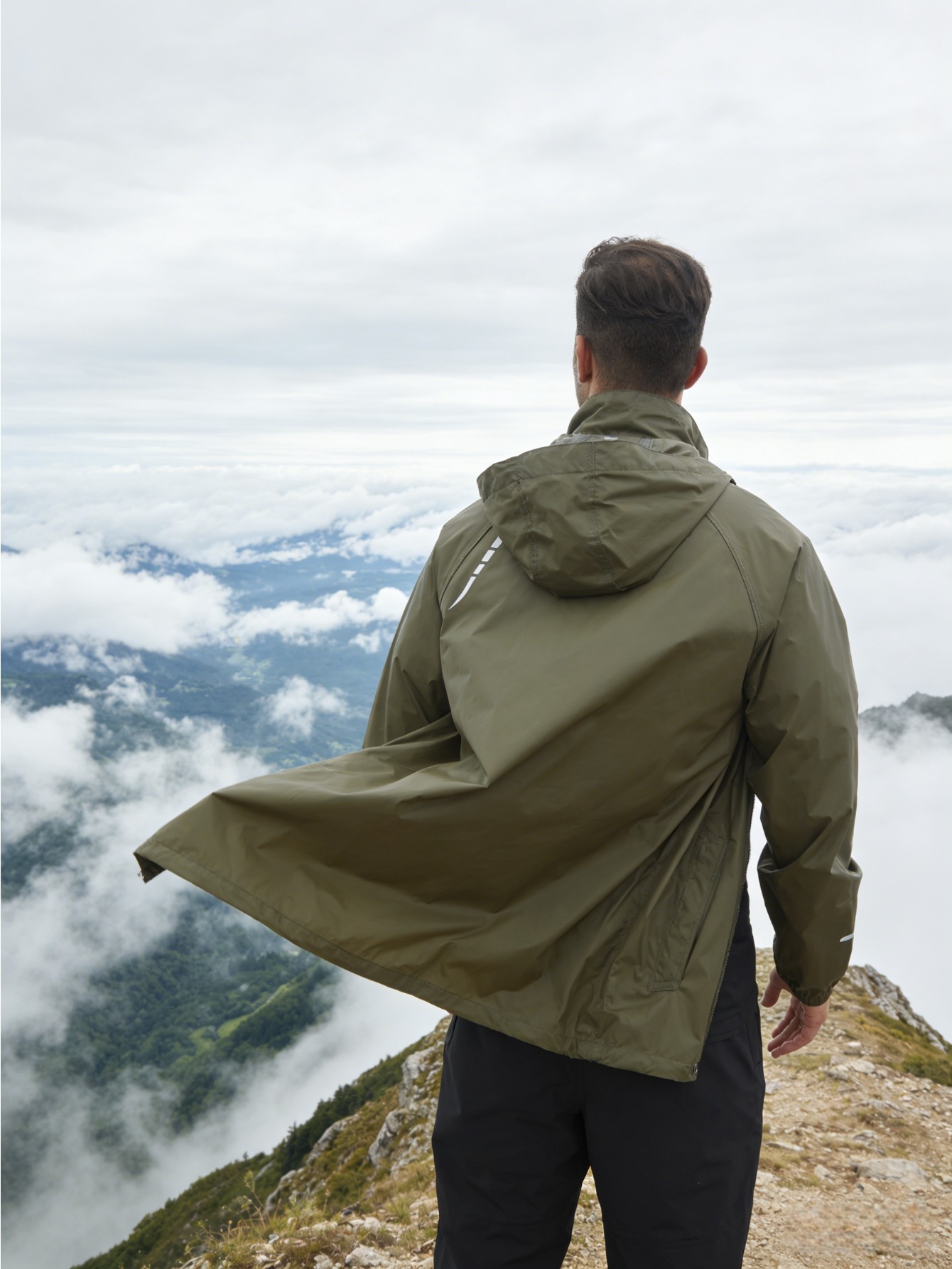 ZZD2406 Men Lightweight Packable Hooded Rain Jacket, Outdoor Coat for Hiking Cycling Travel