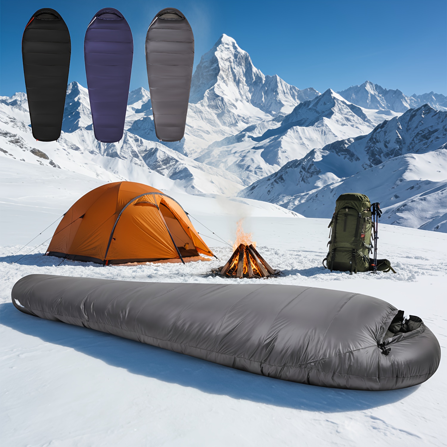 ZZD2401 Thickened Oval Outdoor Sleeping Bag, YKK Zipper, Warm & Compact for Travel - Image 2