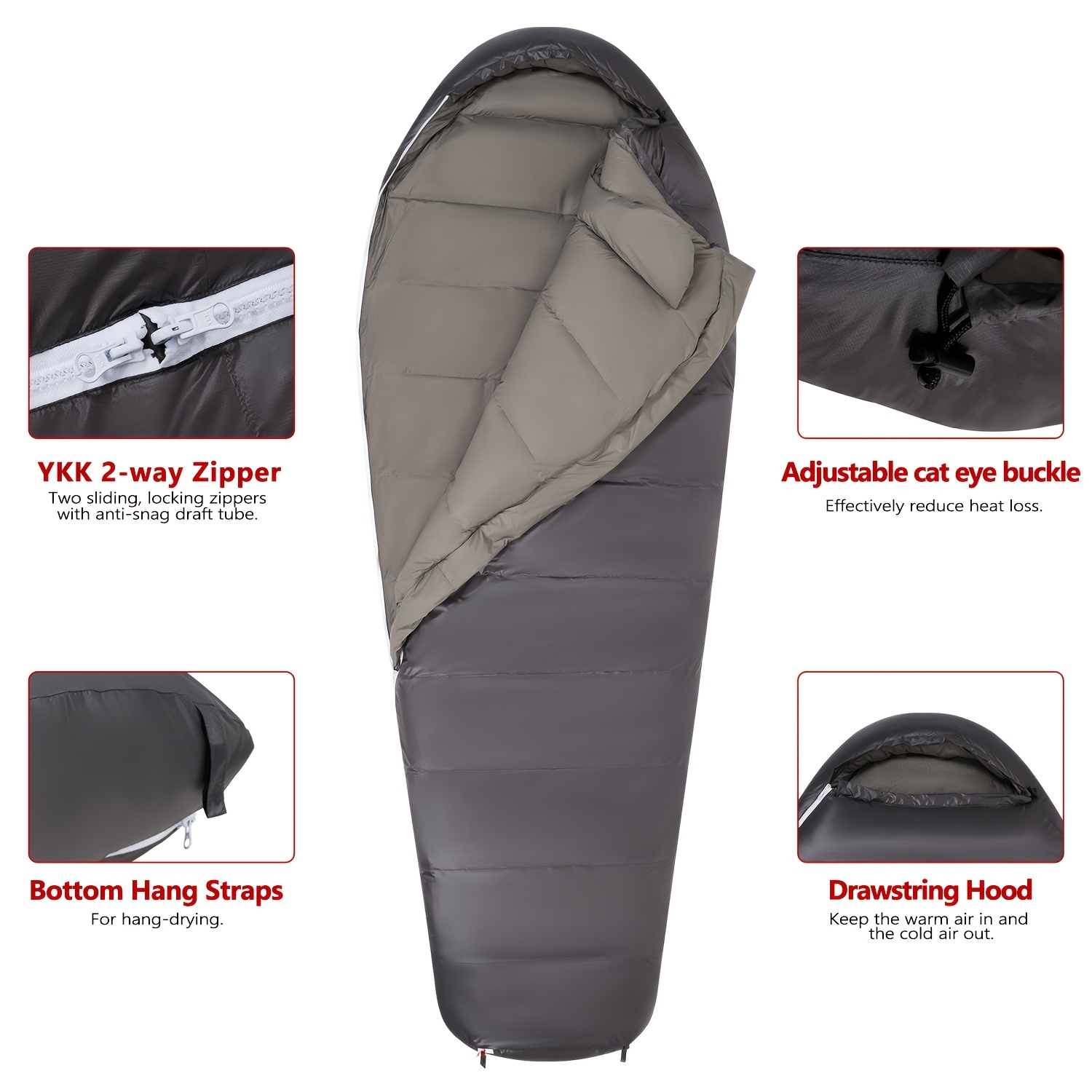 ZZD2401 Thickened Oval Outdoor Sleeping Bag, YKK Zipper, Warm & Compact for Travel - Image 3