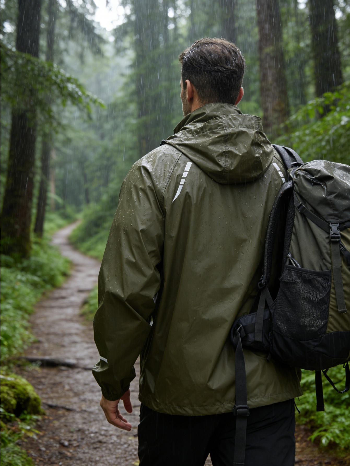 ZZD2406 Men Lightweight Packable Hooded Rain Jacket, Outdoor Coat for Hiking Cycling Travel - Image 3