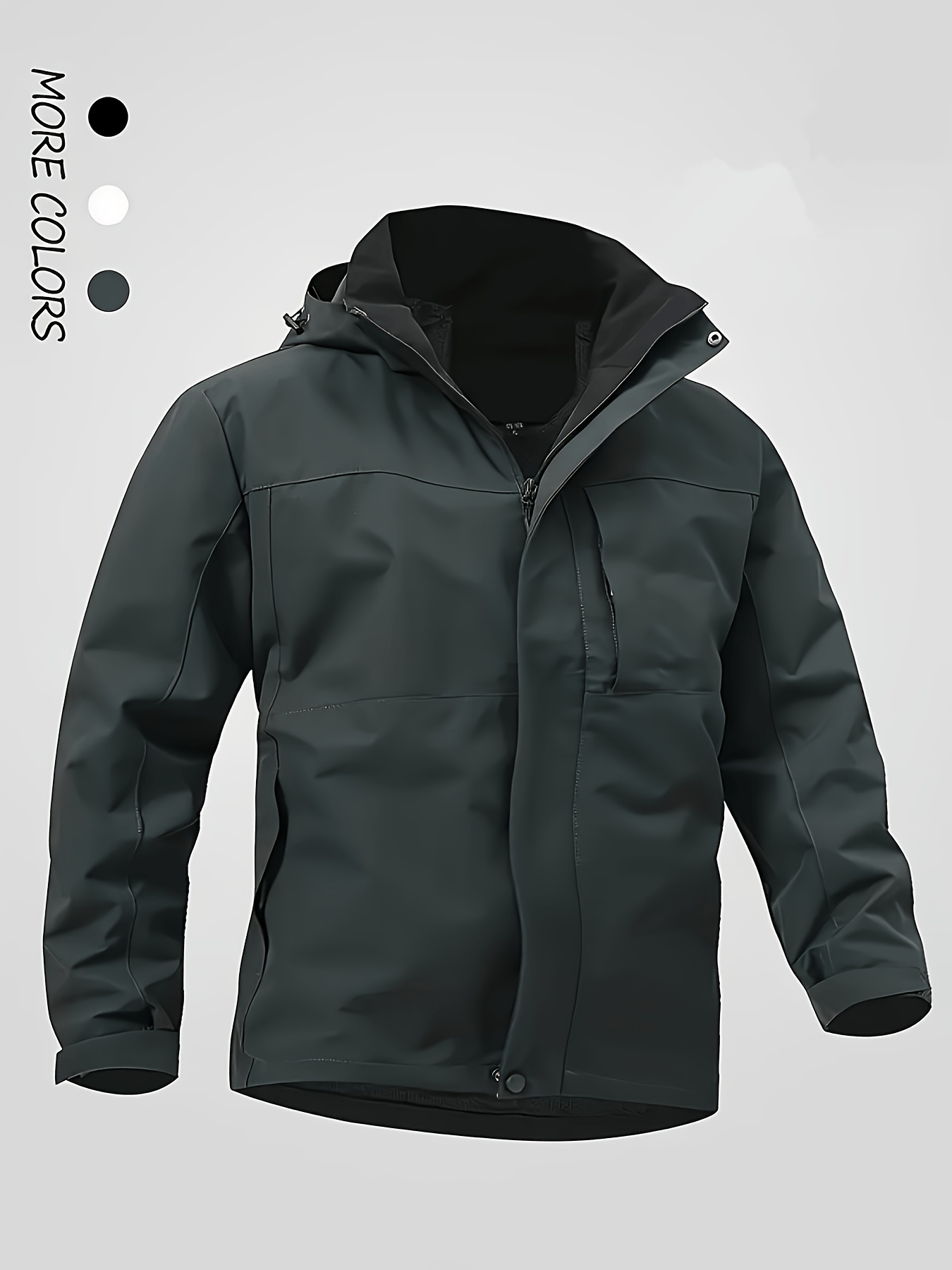 ZZD2388 Men Hooded Windbreaker, Loose Lightweight Solid Jacket for Hiking Cycling