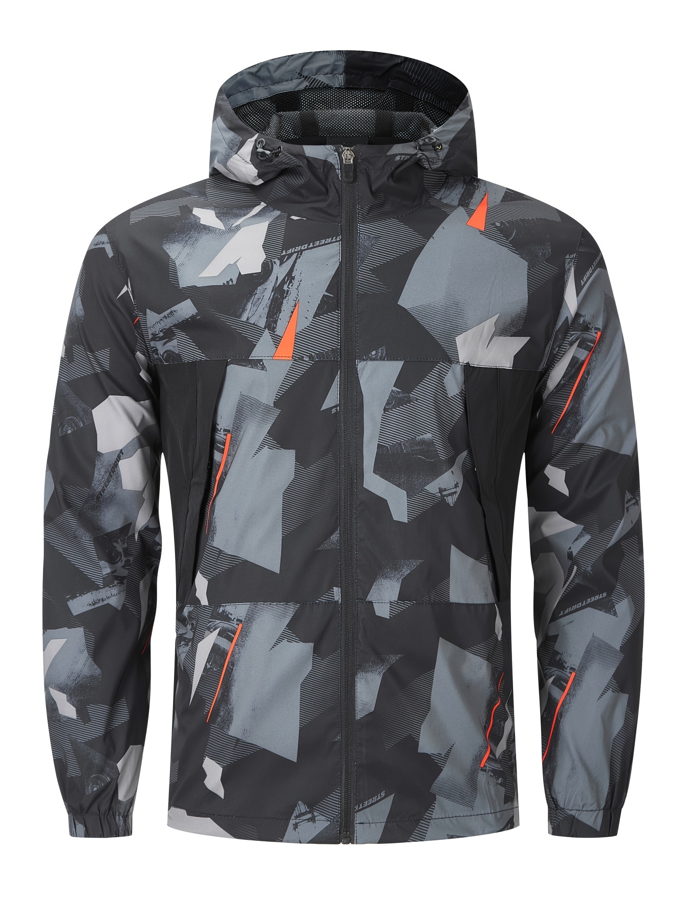 ZZD2390 Men's Print Athletic Jacket, Lightweight Windproof Breathable Spring Autumn Casual Top