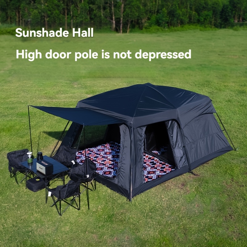 ZZD2378 2 Rooms 1 Living Room Thickened Camping Tent with Awning, Multi-Person Family Tent - Image 2