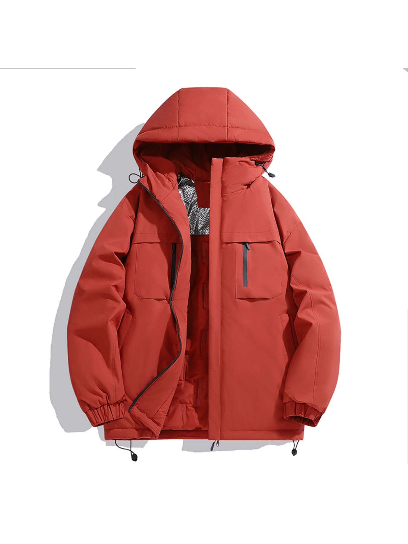 ZZD2393 Couple Graphene Heat Storage Padded Jacket, Color-blocked Windproof Thick Winter Coat - Image 2