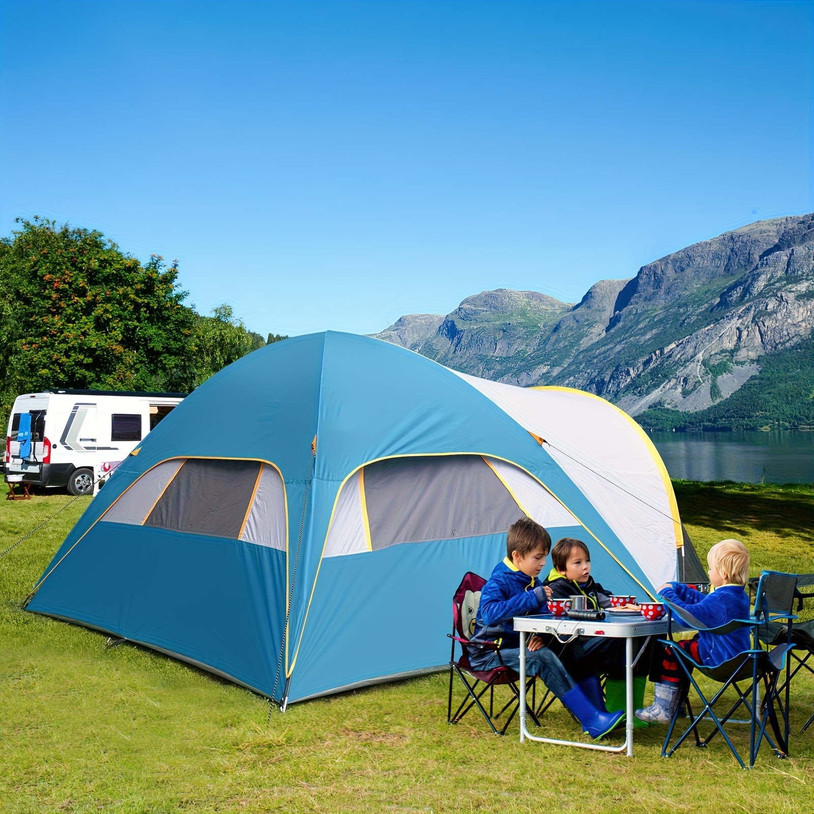 ZZD2396 6 Person Family Camping Tent, Portable with Screened Room - Image 3